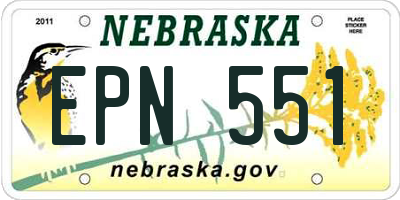 NE license plate EPN551
