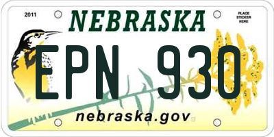 NE license plate EPN930