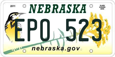 NE license plate EPO523