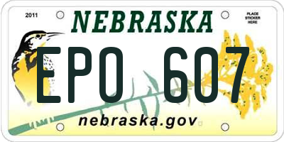 NE license plate EPO607