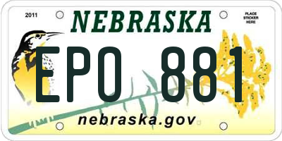 NE license plate EPO881