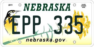 NE license plate EPP335