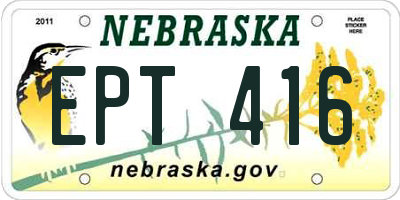 NE license plate EPT416