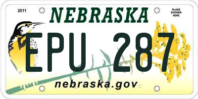 NE license plate EPU287