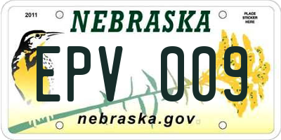 NE license plate EPV009