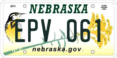 NE license plate EPV061