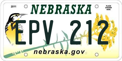 NE license plate EPV212