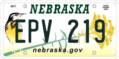 NE license plate EPV219