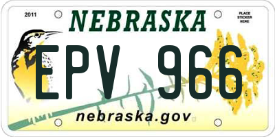 NE license plate EPV966