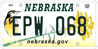 NE license plate EPW068