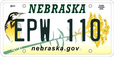NE license plate EPW110