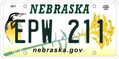NE license plate EPW211
