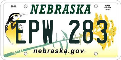 NE license plate EPW283