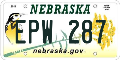 NE license plate EPW287