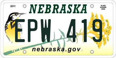 NE license plate EPW419