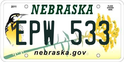 NE license plate EPW533