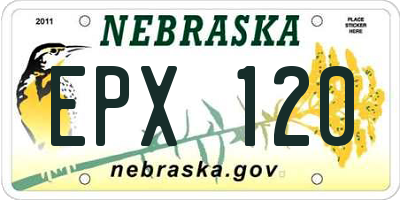 NE license plate EPX120