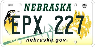 NE license plate EPX227