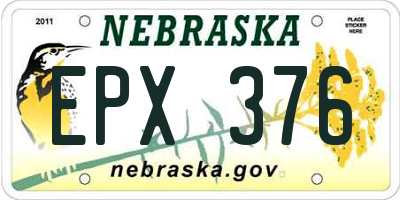 NE license plate EPX376