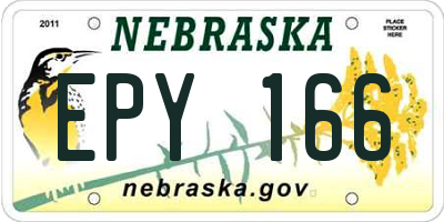 NE license plate EPY166
