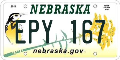 NE license plate EPY167