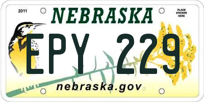 NE license plate EPY229