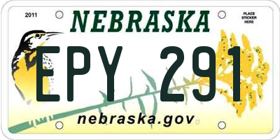 NE license plate EPY291