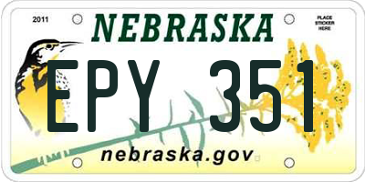 NE license plate EPY351
