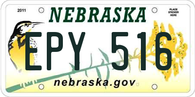 NE license plate EPY516