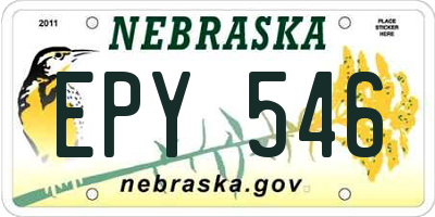 NE license plate EPY546