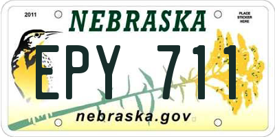 NE license plate EPY711