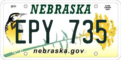 NE license plate EPY735