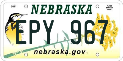 NE license plate EPY967