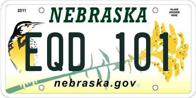 NE license plate EQD101