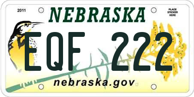 NE license plate EQF222