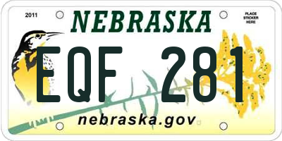 NE license plate EQF281