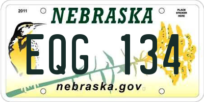 NE license plate EQG134