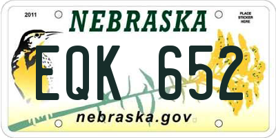 NE license plate EQK652