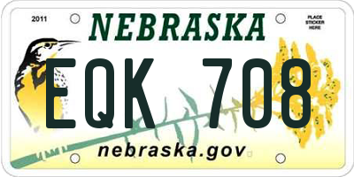 NE license plate EQK708