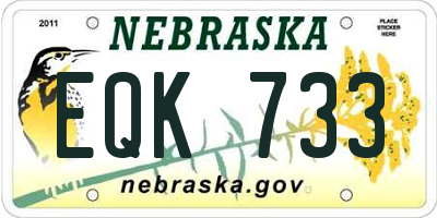 NE license plate EQK733