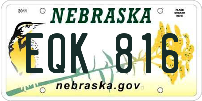 NE license plate EQK816
