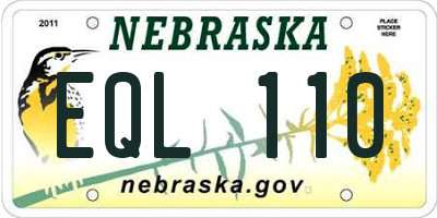 NE license plate EQL110