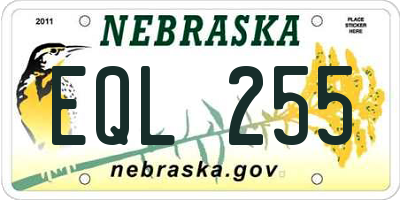 NE license plate EQL255