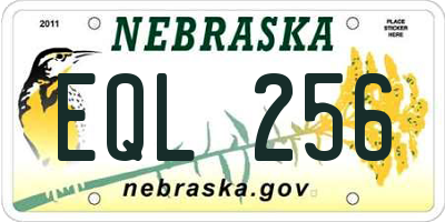 NE license plate EQL256