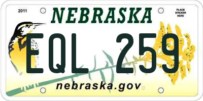 NE license plate EQL259