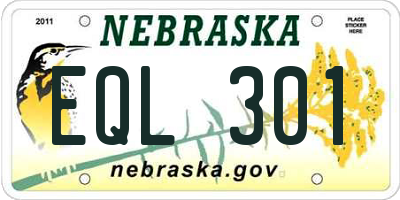 NE license plate EQL301
