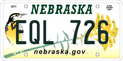 NE license plate EQL726