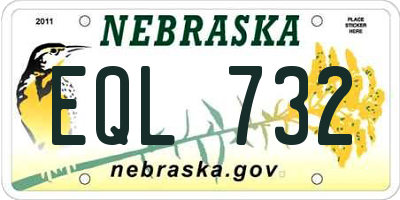 NE license plate EQL732
