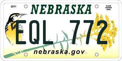 NE license plate EQL772