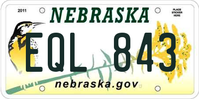 NE license plate EQL843